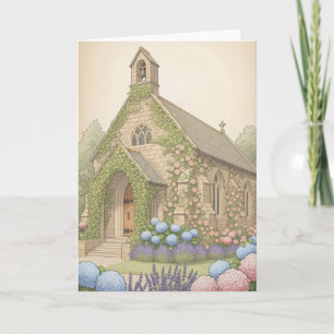 Tarjeta Encantadora iglesia de piedra rústica decorada en 