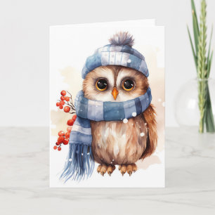 Tarjeta Encantadora Lechuza de Invierno Whimsy