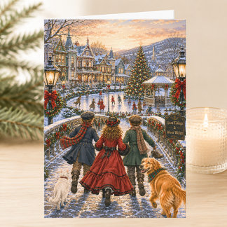 Tarjeta Encantadora Navidad Victoriana Feliz Navidad