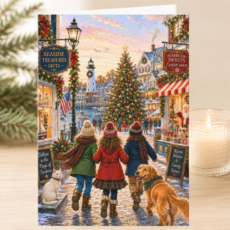 Tarjeta Encantadora Plaza del Puerto en Navidad