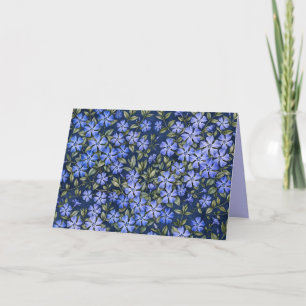 Tarjeta Encantadoras Flores de Vinca Dispersas Azul Profun