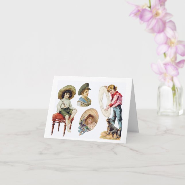 Tarjeta Encantadores niños victorianos y la colonia de per (Orquídea)