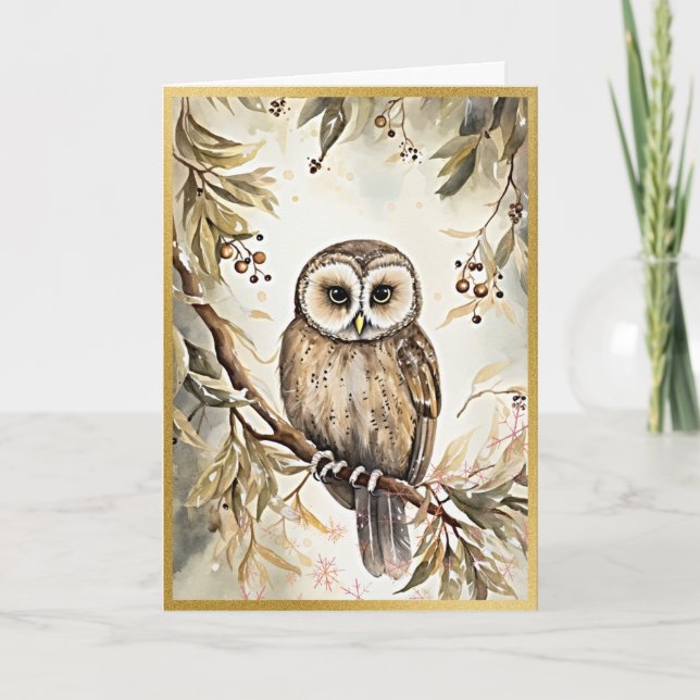 Tarjeta Encantadores saludos de Owl Woodland (Anverso)