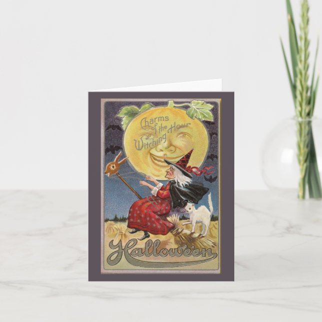 Tarjeta Encantos de la época de brujas de Halloween (Anverso)