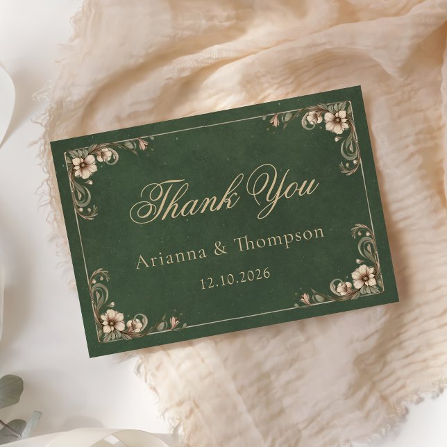 Tarjeta Enchanted Art Nouveau Vintage Wedding Thank You (Subido por el creador)
