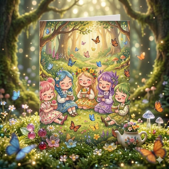 Tarjeta Enchanted Forest Girl's Birthday Party | Color Me (Subido por el creador)