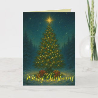 Tarjeta Enchanting Christmas Tree Midnight Forest Custom 