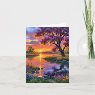 Tarjeta Enchanting Violet Dusk Reflections Peaceful Nightf