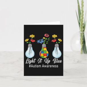 Tarjeta Enciende el autismo azul Awareness Lamp Puzzle Mes
