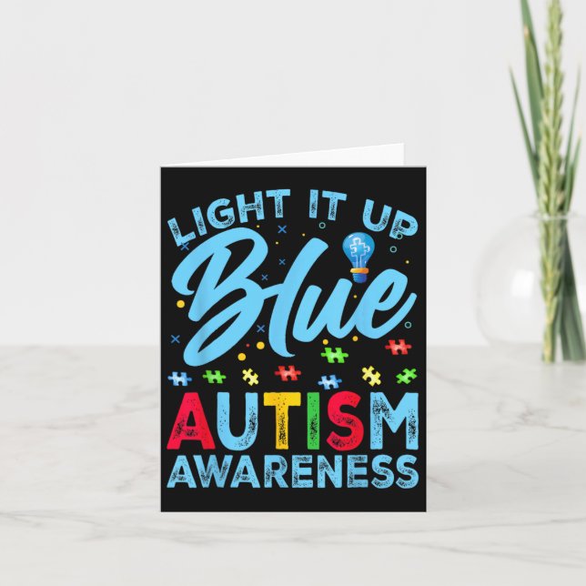 Tarjeta Enciende el autismo azul Sensibilización a los hom (Anverso)