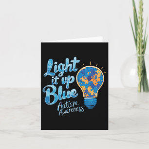 Tarjeta Enciende el mes de la conciencia del autismo azul