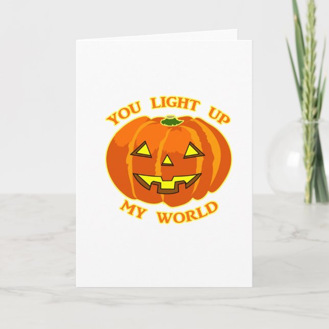 Tarjeta Encienden mi calabaza de Halloween mundial (Anverso)