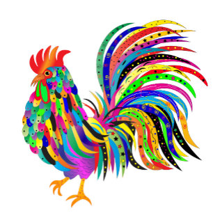 Tarjeta Encouragement Bright Abstract Rooster Kaleidoscope