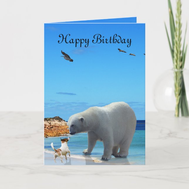 Tarjeta Encuentro De Oso Polar, Saludo De Cumpleaños (Anverso)