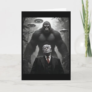 Tarjeta Encuentro de Trump Bigfoot Ovni Visita Alienígena 