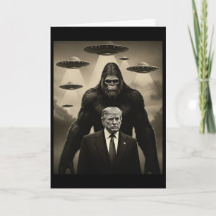 Tarjeta Encuentro de Trump con Bigfoot Ovni Alien Invasión