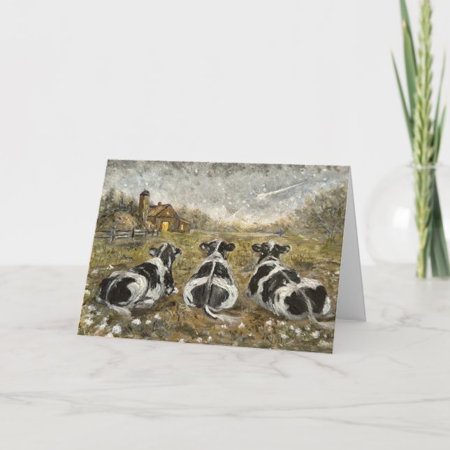 Tarjeta End of Day Cows Whimsical Farmhouse Cow Rustic  (Anverso)