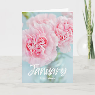Tarjeta Enero Carnación Rosa Nacimiento Mes Flor Cumpleaño