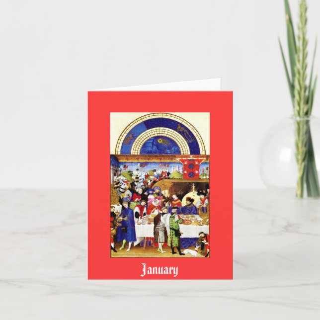 Tarjeta Enero - la baya de Tres Riches Heures du Duc de (Anverso)