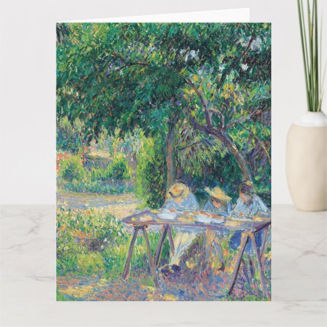 Tarjeta Enfants attabés dans le jardin Camille Pissarro (Anverso)