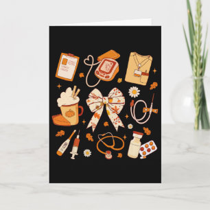 Tarjeta Enfermera agradecida estetoscopio otoñal lazo coqu