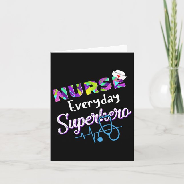 Tarjeta Enfermera cada día Superhéroe Coloring Internation (Anverso)