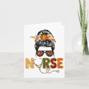 Tarjeta Enfermera Caída Otoño Acción de Gracias Stethocope