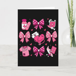 Tarjeta Enfermera Coqueta Estetoscopio Lazo Rosa Lindo Muj