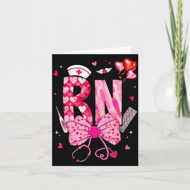 Tarjeta Enfermera Coquette Arco Stethoscope Rn San Valentí (Anverso)