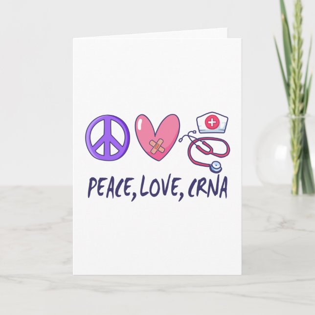 Tarjeta Enfermera CRNA de Peace Love (Anverso)