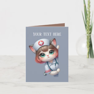 Tarjeta Enfermera de búsqueda con sabor a piel añada gato