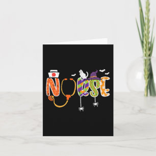 Tarjeta Enfermera de Halloween Stethoscope Cute Scrub Top 