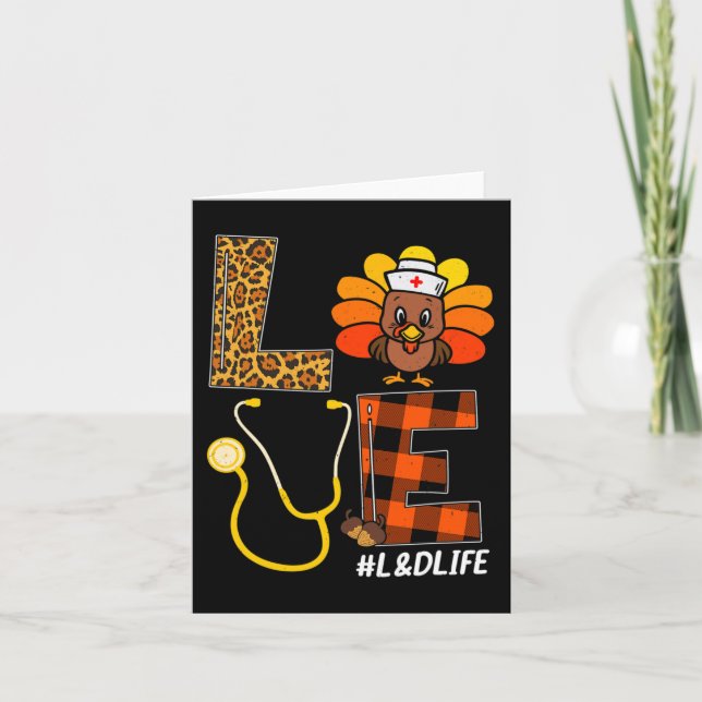 Tarjeta Enfermera de LandD Día de Acción de Gracias Turquí (Anverso)