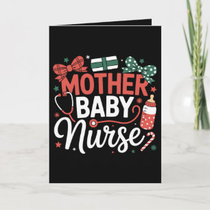 Tarjeta Enfermera de Madre y Bebé Estetoscopio de Navidad 