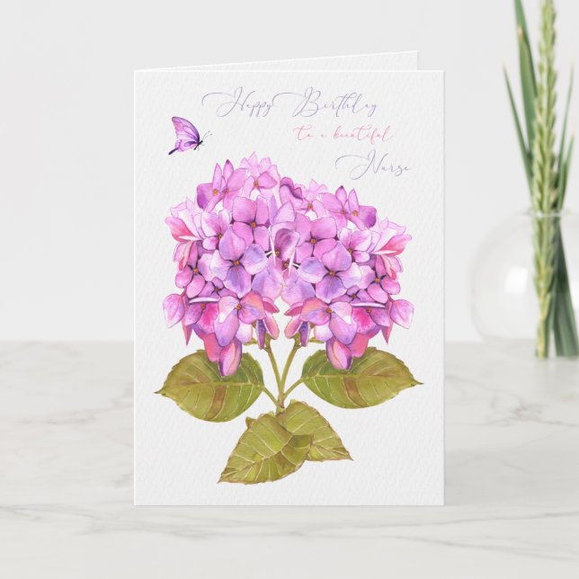 Tarjeta Enfermera de Nacimiento Hidráneas y Mariposa (Anverso)