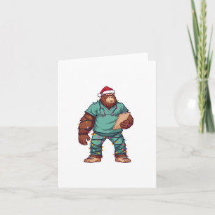 Tarjeta Enfermera de Navidad de Bigfoot Sasquatch Atención