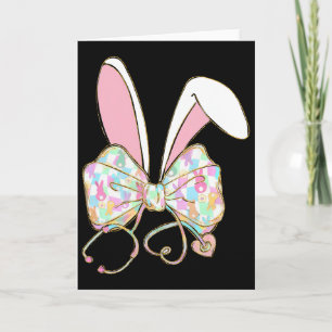 Tarjeta Enfermera de Pascua Coqueta Lazo Estetoscopio Cone