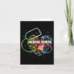 Tarjeta Enfermera de salud mental Watercol Love Heart Scru