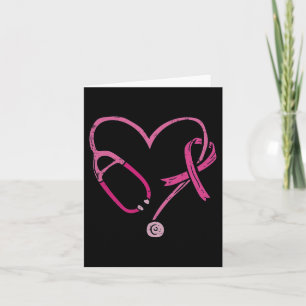 Tarjeta Enfermera de Stethoscope rosa con cuidado de cánce