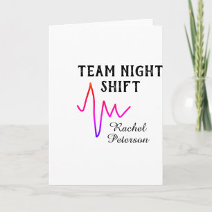 Tarjeta enfermera de turno noche equipo médico doctor nomb