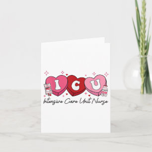 Tarjeta Enfermera de UCI del Día de San Valentín Retro Uni