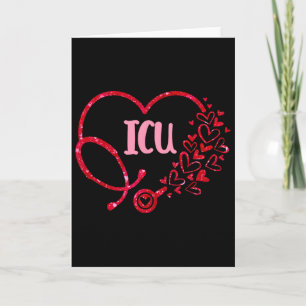 Tarjeta Enfermera de UCI estetoscopio corazón San Valentín