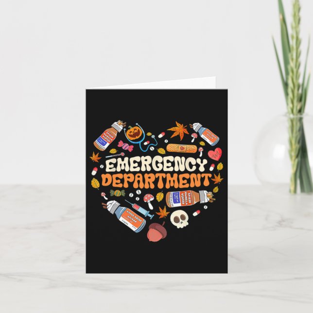 Tarjeta Enfermera De Urgencias Er Corazón Otoño (Anverso)