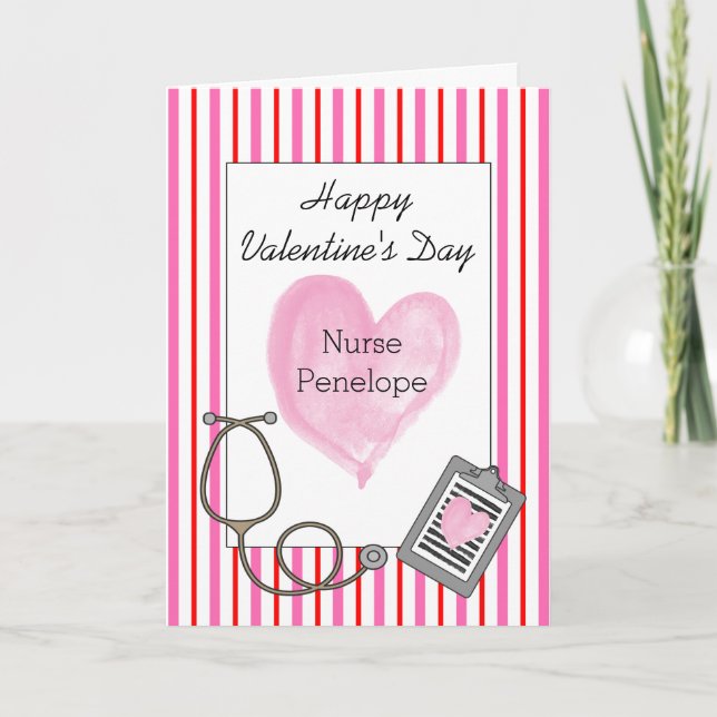 Tarjeta Enfermera del día de San Valentín feliz (Anverso)