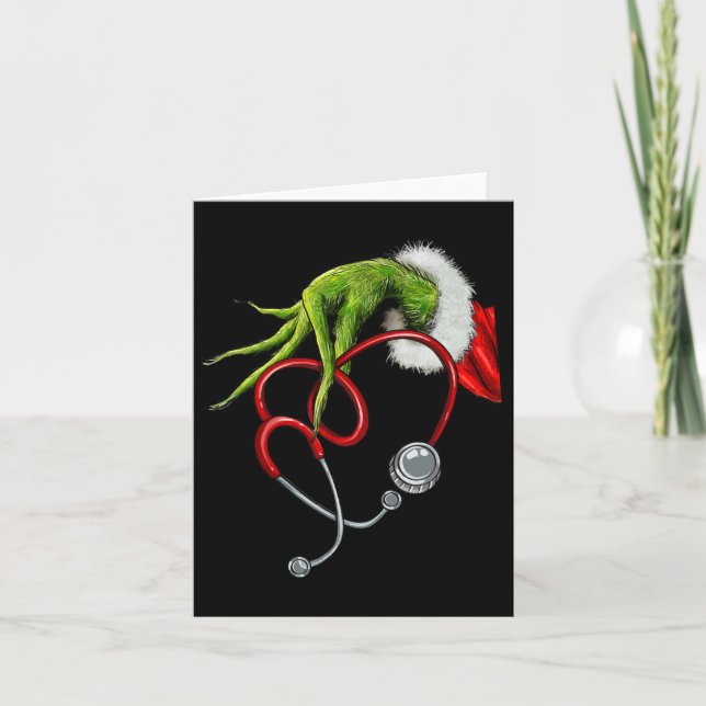 Tarjeta Enfermera divertida Feliz Navidad Stethoscope Enfe (Anverso)