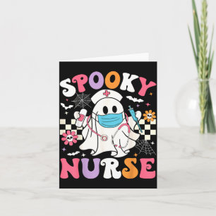Tarjeta Enfermera espeluznante fantasma de Halloween lindo