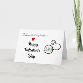 Tarjeta Enfermera estetoscopio Día de San Valentín menta v