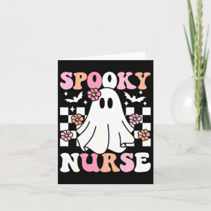 Tarjeta Enfermera fantasmal de Halloween disfraz retro Gro