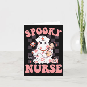 Tarjeta Enfermera floral floral cute fantasma enfermera Gr