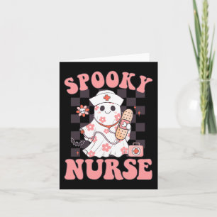 Tarjeta Enfermera floral floral cute fantasma enfermera Gr